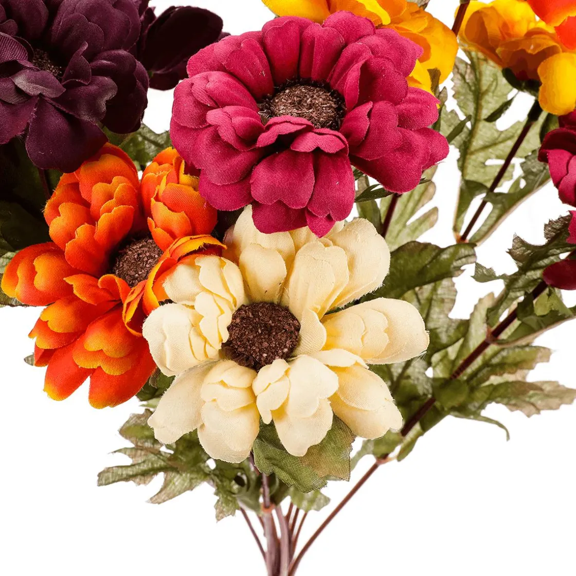 DecoWoerner Decoración De Otoño|Ramos Y Coronas De Flores>Ramo De Flores Artificiales Zinnias, Altura 37 Cm
