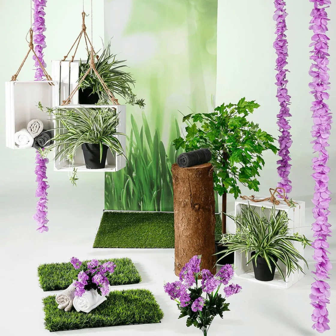 DecoWoerner Decoración De Primavera|Ramos Y Coronas De Flores>Ramo De Lilas Artificiales 12 Flores 48 Cm De Alto, 25 Cm Ø