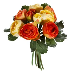 DecoWoerner Decoración De Primavera|Ramos Y Coronas De Flores>Ramo De Ranúnculos Artificiales Rojo, Amarillo 16 X 16 X 24 Cm (ancho X Largo X Alto)