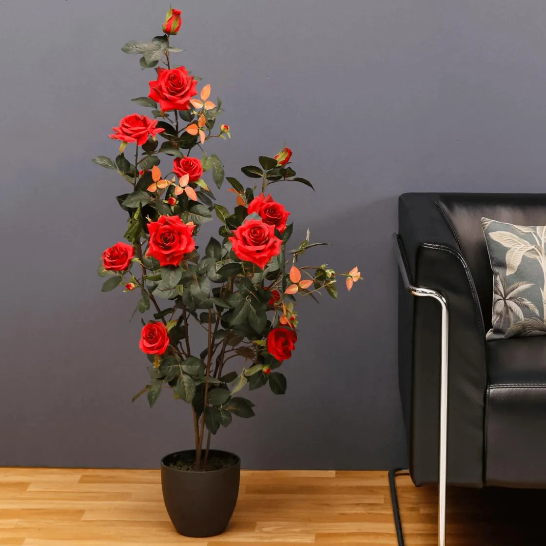 DecoWoerner Árboles Artificiales|Flores Artificiales>Ramo De Rosas En Maceta 115 Cm