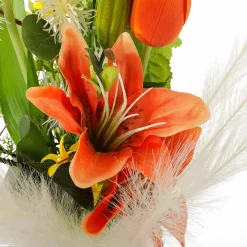 DecoWoerner Decoración De Primavera|Ramos Y Coronas De Flores>Ramo De Tulipanes Artificiales Mix , Blanco, Amarillo 75 Cm