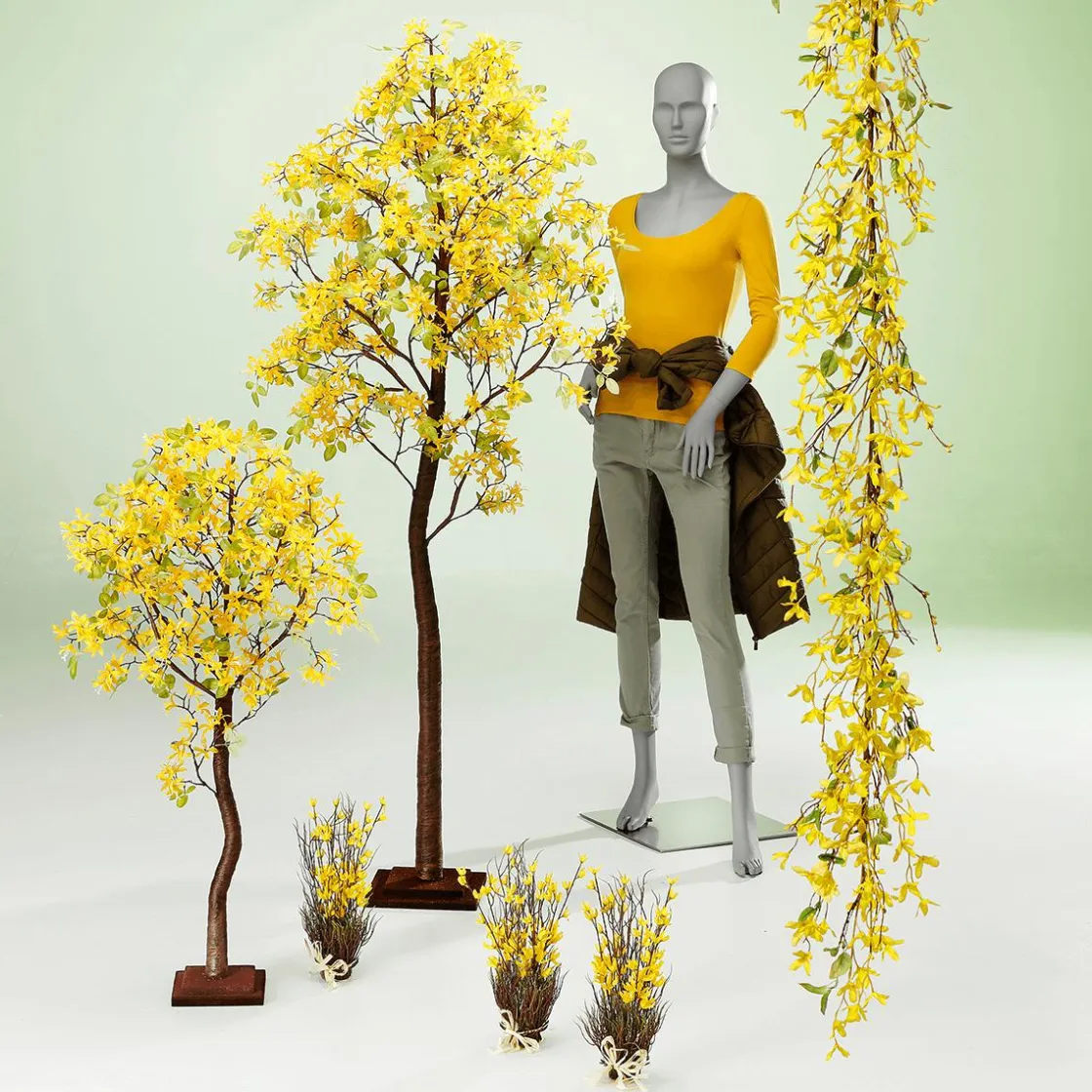 DecoWoerner Árboles Artificiales>Árbol Artificial De Forsythia Con Soporte 200 Cm
