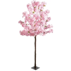 DecoWoerner Decoración De Primavera|Árboles Artificiales>Árbol De Cerezo Artificial Con Placa De Soporte, 180 Cm