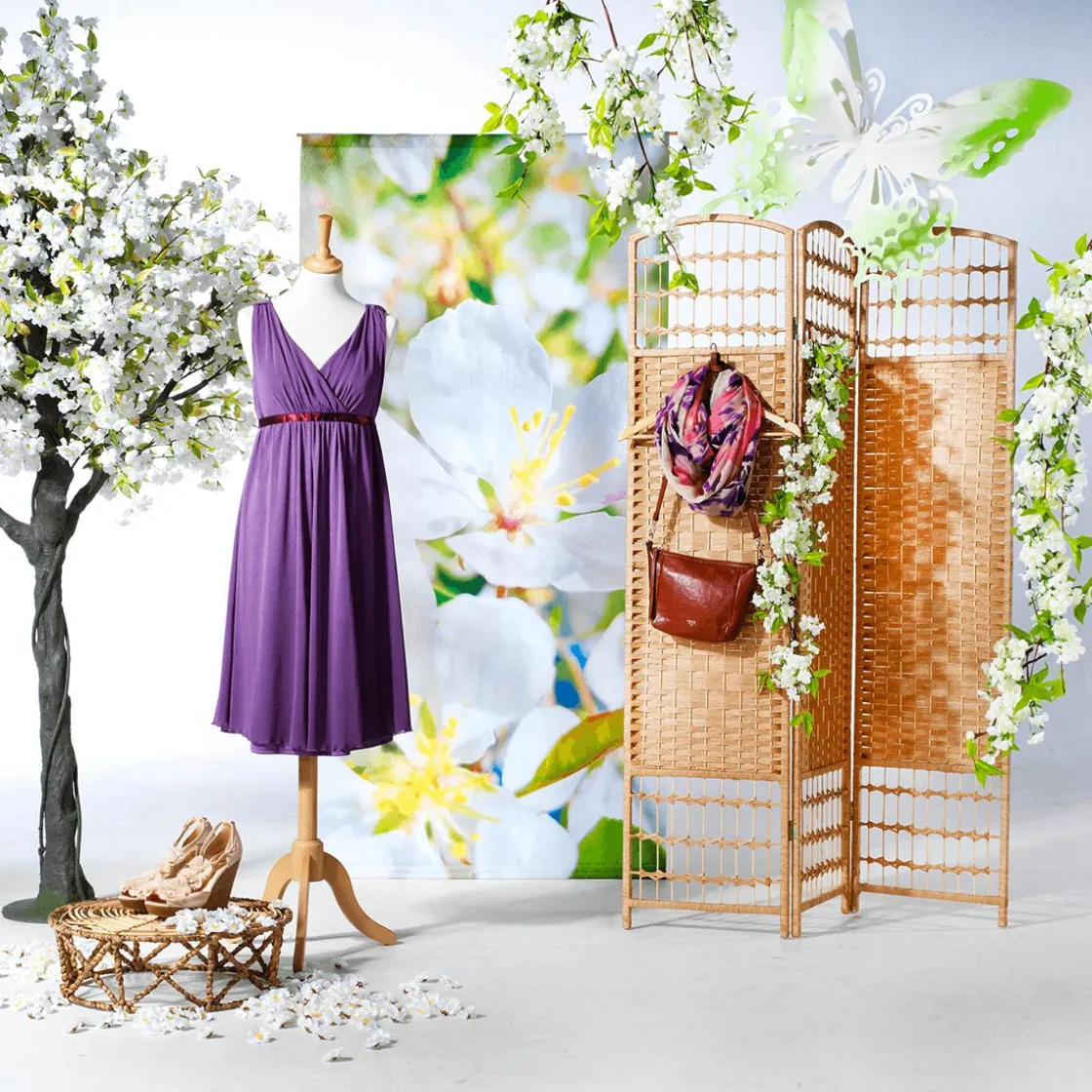 DecoWoerner Decoración De Primavera|Árboles Artificiales>Árbol De Flores De Cerezo Artificial, 220 Cm