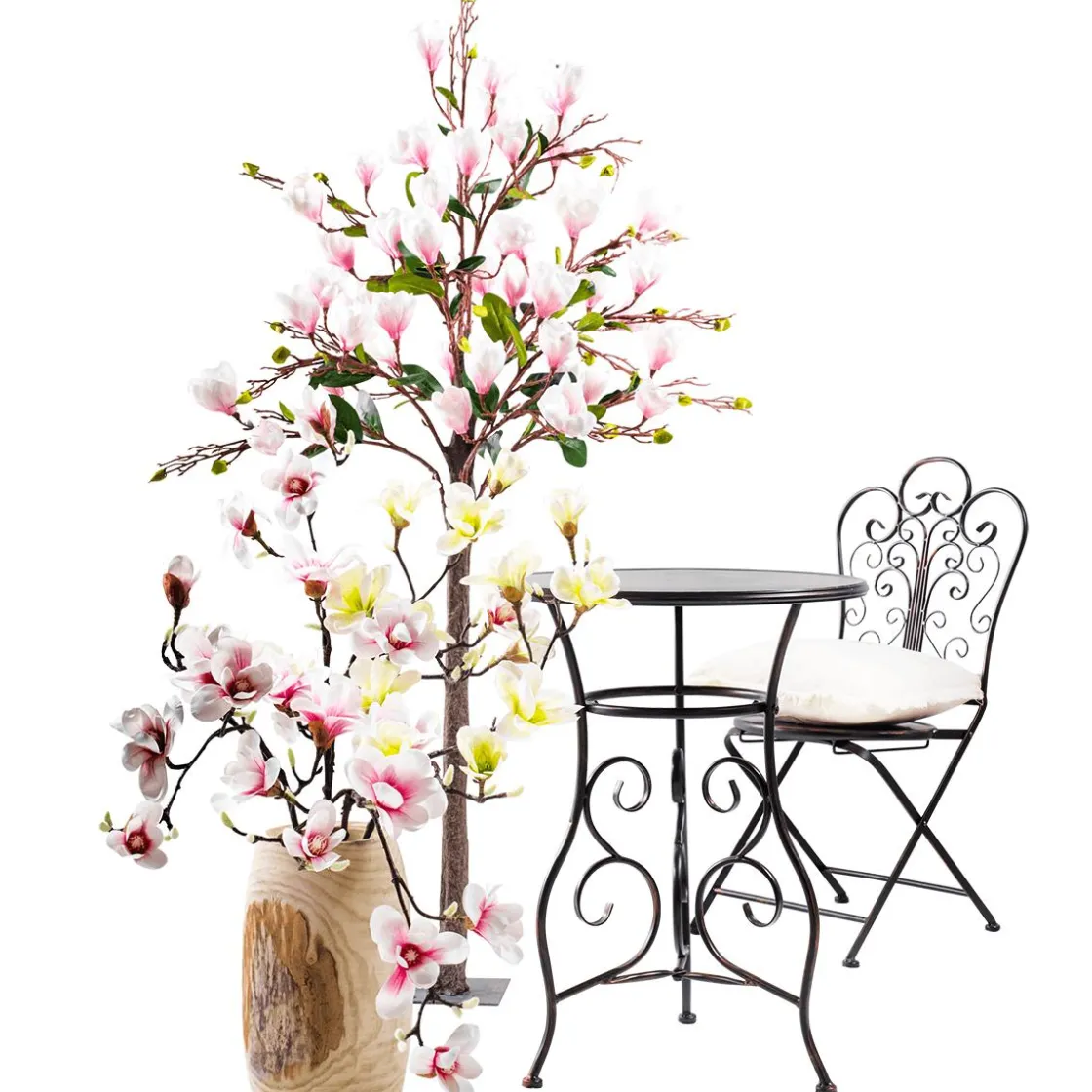 DecoWoerner Decoración De Primavera|Árboles Artificiales>Árbol De Flores De Magnolia Artificial, 180 Cm