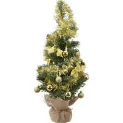 DecoWoerner Árboles De Mesa Y Ramas De Abeto|Árboles De Navidad Artificiales>Árbol De Mesa Artificial Para Decorar 60 Cm, Dorado