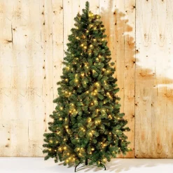 DecoWoerner Árboles De Navidad Artificiales>Árbol De Navidad Artificial Abeto Plateado Con LED 180 Cm
