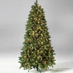 DecoWoerner Árboles De Navidad Artificiales>Árbol De Navidad Artificial Abeto Plateado Con LED 210 Cm