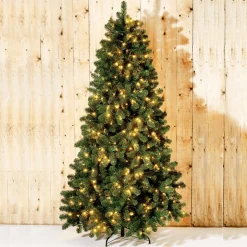 DecoWoerner Árboles De Navidad Artificiales>Árbol De Navidad Artificial Abeto Plateado Con LED 240 Cm