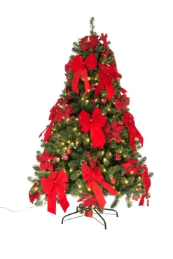 DecoWoerner Árboles De Navidad Artificiales>Árbol De Navidad Artificial Decorado Con LED, Adornos Navideños s, Lazos, Flores De Navidad Y Pequeños Regalos 240 Cm