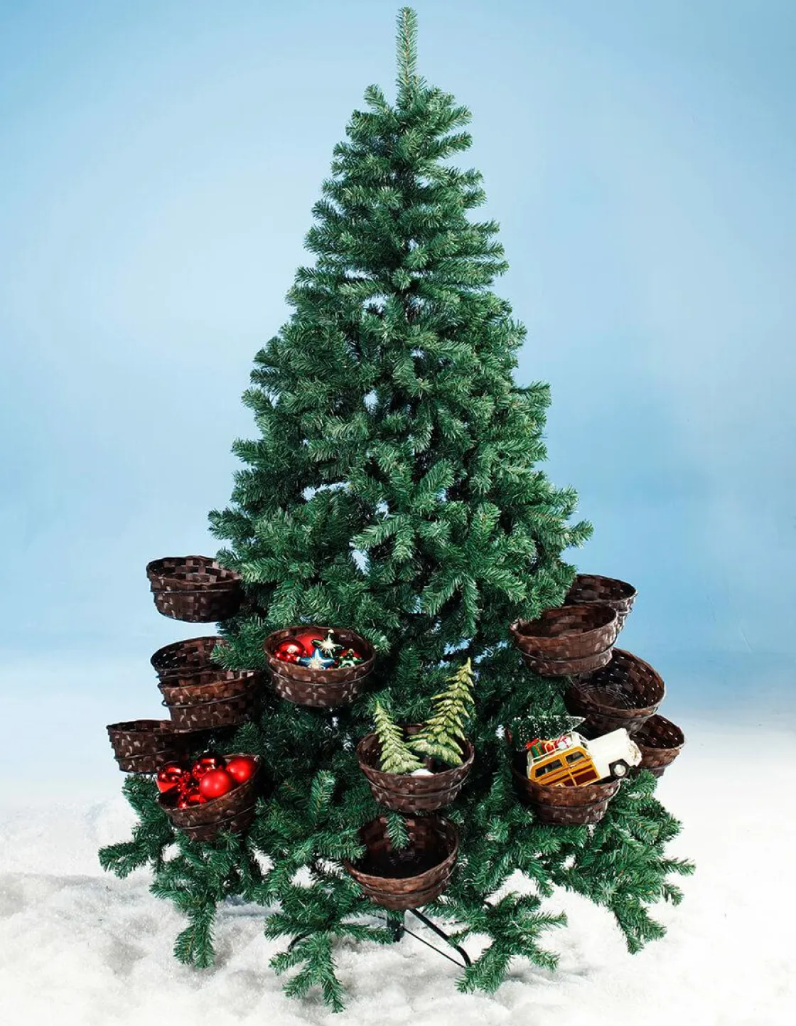 DecoWoerner Árboles De Navidad Artificiales>Árbol De Navidad Artificial Con 20 Cestas Para Regalos Y Mercancías 195 Cm