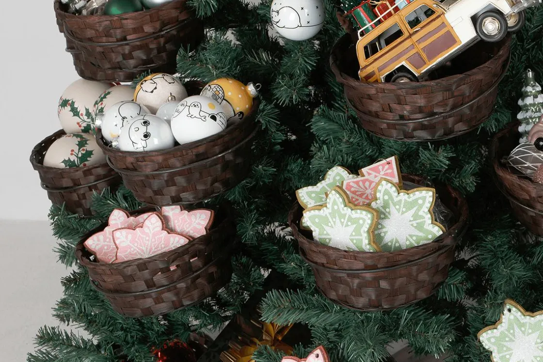 DecoWoerner Árboles De Navidad Artificiales>Árbol De Navidad Artificial Con 20 Cestas Para Regalos Y Mercancías 195 Cm