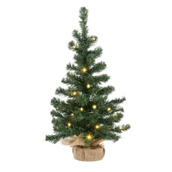 DecoWoerner Árboles De Mesa Y Ramas De Abeto>Árbol De Navidad Deco Con LED Y Bolsa De Yute 60 Cm
