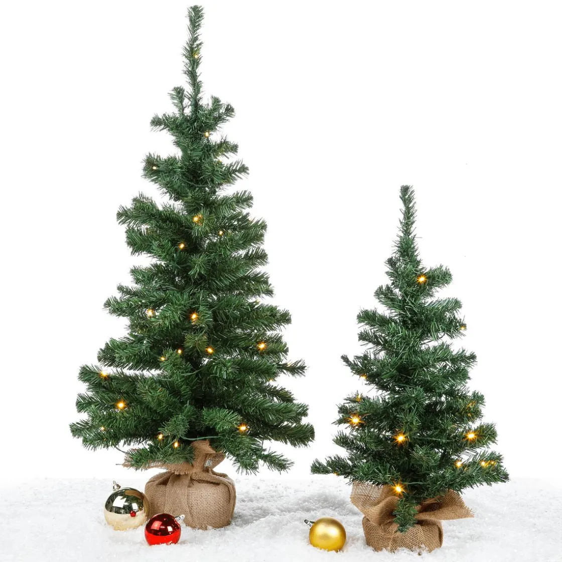 DecoWoerner Árboles De Mesa Y Ramas De Abeto>Árbol De Navidad Deco Con LED Y Bolsa De Yute 75 Cm