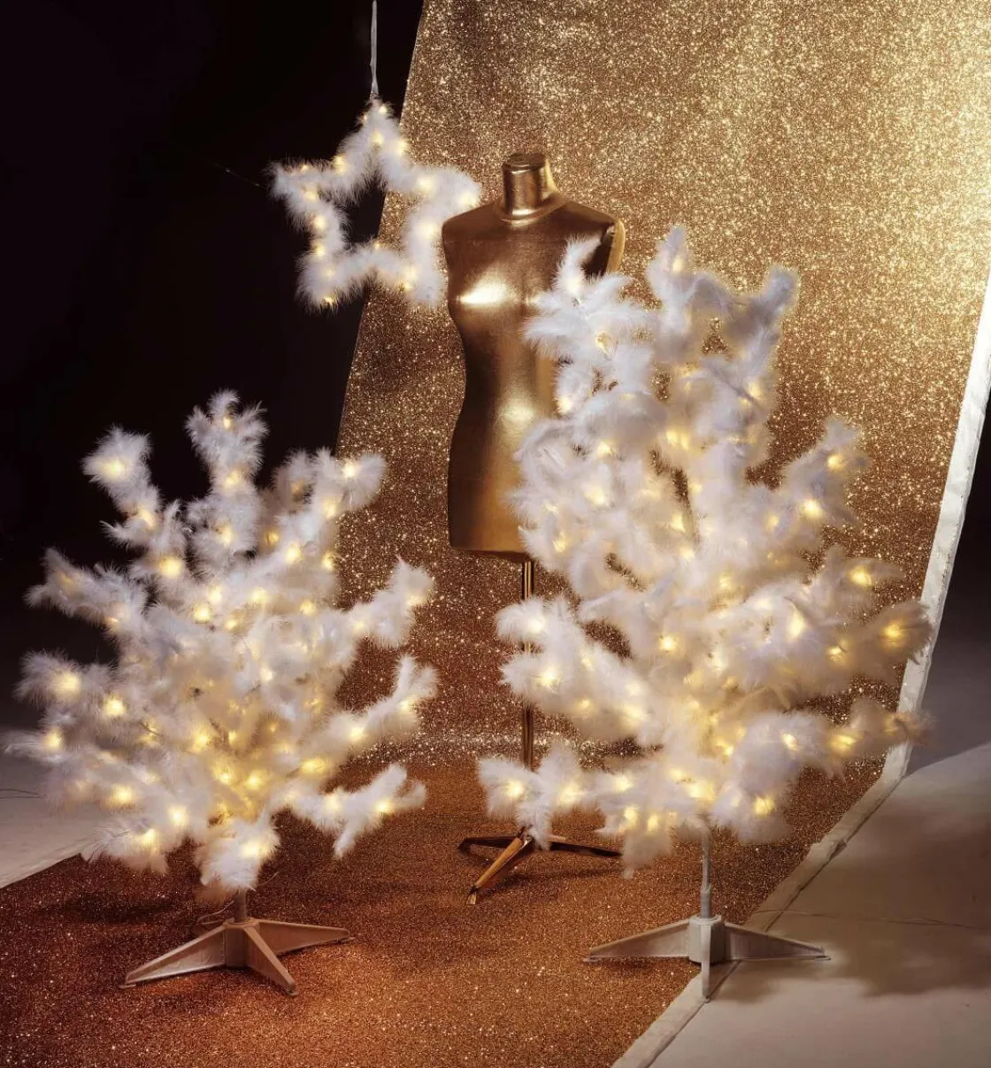 DecoWoerner Luces De Navidad>Árbol Decorativo Con Plumas, LED Cálido, 90 Cm
