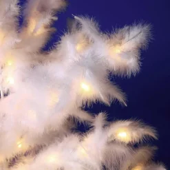 DecoWoerner Decoración Navideña Xxl|Luces De Navidad>Árbol Decorativo Con Plumas, LED Cálido, 120 Cm