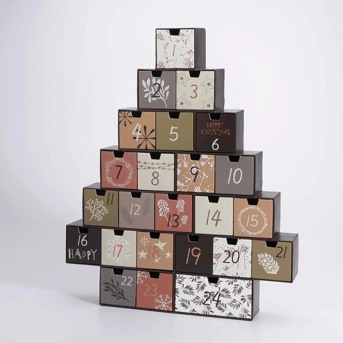 DecoWoerner Figuras De Navidad>Árbol Del Calendario De Adviento 6 X 37 X 44 Cm Madera Y Papel