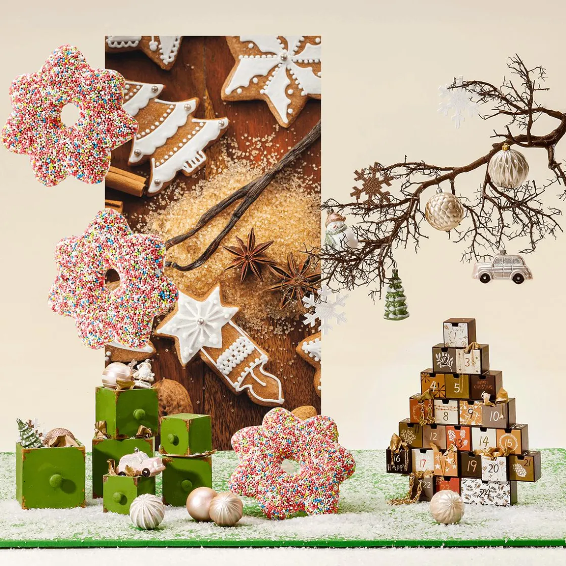 DecoWoerner Figuras De Navidad>Árbol Del Calendario De Adviento 6 X 37 X 44 Cm Madera Y Papel