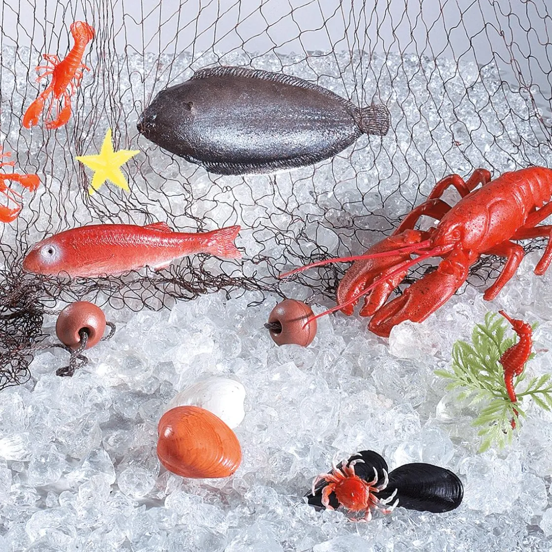 DecoWoerner Decoración De Verano|Pescados Y Mariscos>Red De Pesca Marítima Con Animales Marinos
