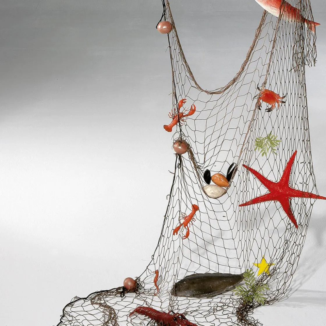 DecoWoerner Decoración De Verano|Pescados Y Mariscos>Red De Pesca Marítima Con Animales Marinos
