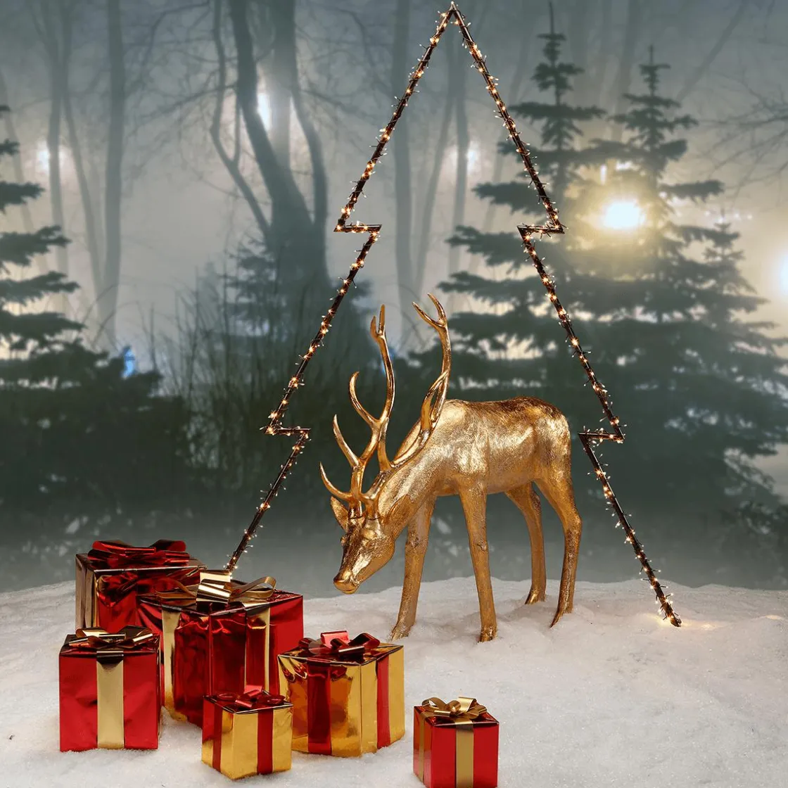 DecoWoerner Figuras De Navidad|Decoración Navideña Xxl>Regalo De Navidad 40 Cm Con Lazo Dorado