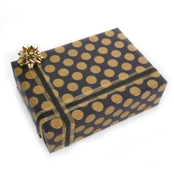 DecoWoerner Papel De Regalo|Go Green - Envoltorio Para Regalo Ecológico>Rollo De Papel De Envolver Ecológico Con Puntos Dorados 50 Cm X 50 M