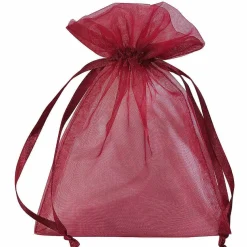 DecoWoerner Bolsitas Con Cordón|Decoración Temática>Saquitos De Organza 18 Cm, 50 Piezas, Burdeos