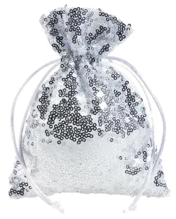 DecoWoerner Bolsitas Con Cordón>Saquitos De Organza Lentejuelas 18 Cm, 10 Piezas,