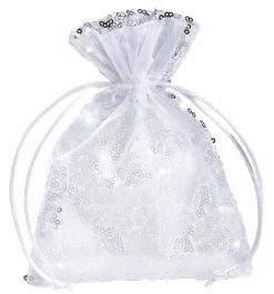 DecoWoerner Bolsitas Con Cordón>Saquitos De Organza Lentejuelas 18 Cm, 10 Piezas,