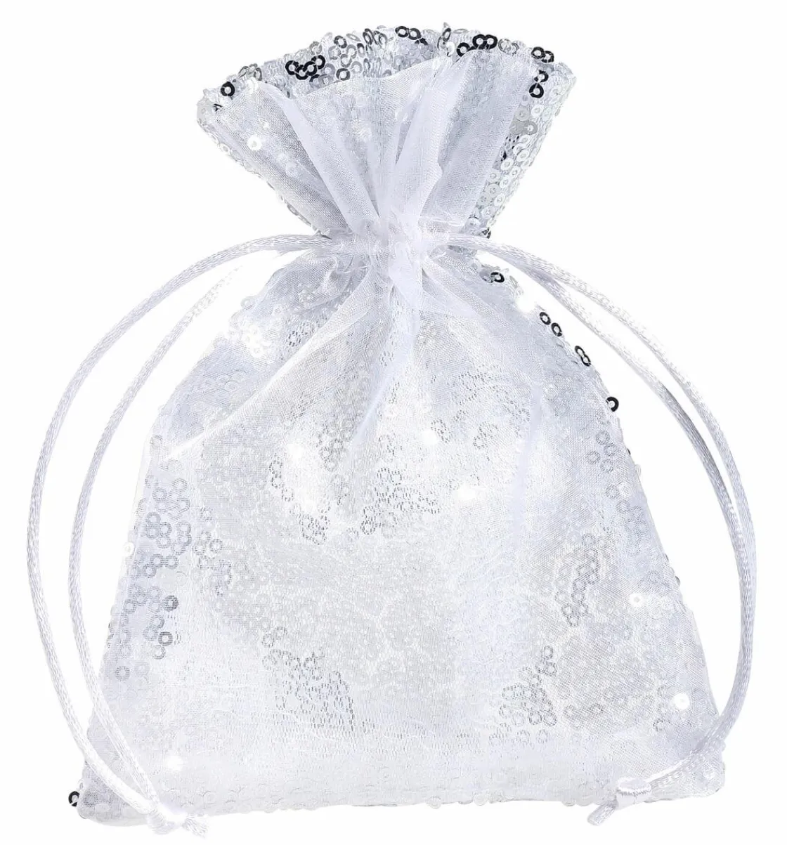 DecoWoerner Bolsitas Con Cordón>Saquitos De Organza Lentejuelas 18 Cm, 10 Piezas,