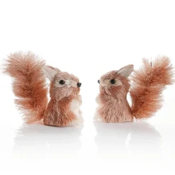 DecoWoerner Decoración De Animales|Decoración De Otoño>Set De 2 Figuras Decorativas De Ardilla, 11 Cm De Altura