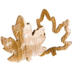 DecoWoerner Decoración Natural|Decoración De Otoño>Set De 2 Hojas De Arce De Madera Decorativas De Color