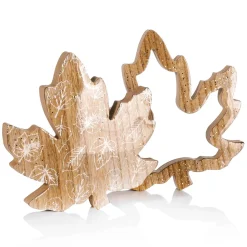 DecoWoerner Decoración Natural|Decoración De Otoño>Set De 2 Hojas De Arce De Madera Decorativas De Color