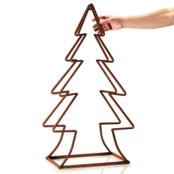 DecoWoerner Figuras De Navidad>Silueta De Abeto Metálico Patinado 49 X 23 X 90 Cm