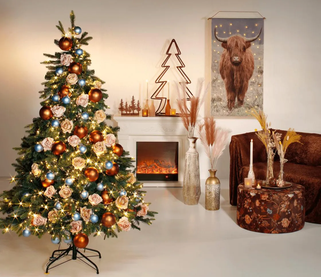 DecoWoerner Figuras De Navidad>Silueta De Abeto Metálico Patinado 49 X 23 X 90 Cm