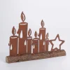 DecoWoerner Figuras De Navidad>Silueta De Velas Encendidas Con Pátina De óxido 31 Cm Marrón