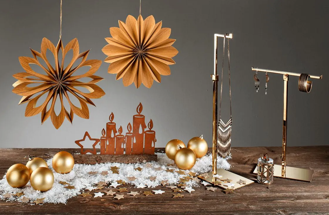 DecoWoerner Figuras De Navidad>Silueta De Velas Encendidas Con Pátina De óxido 31 Cm Marrón