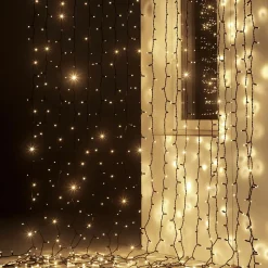 DecoWoerner Luces De Navidad>Sistema De Cortina De Luz LED Profesional IP67, 500 Cm Sin Cable De Alimentación, Negro