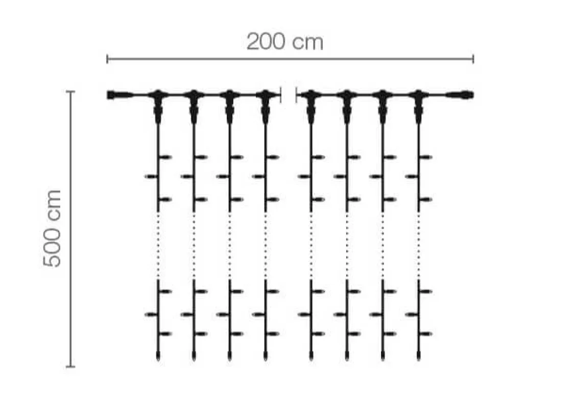 DecoWoerner Luces De Navidad>Sistema De Cortina De Luz LED Profesional IP67, 500 Cm Sin Cable De Alimentación,