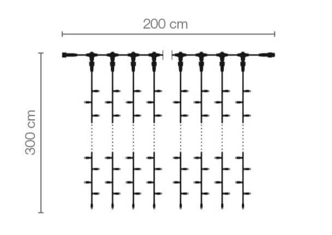 DecoWoerner Luces De Navidad>Sistema Profesional De Cortina De Luz LED IP67, 300 Cm Sin Cable De Alimentación,