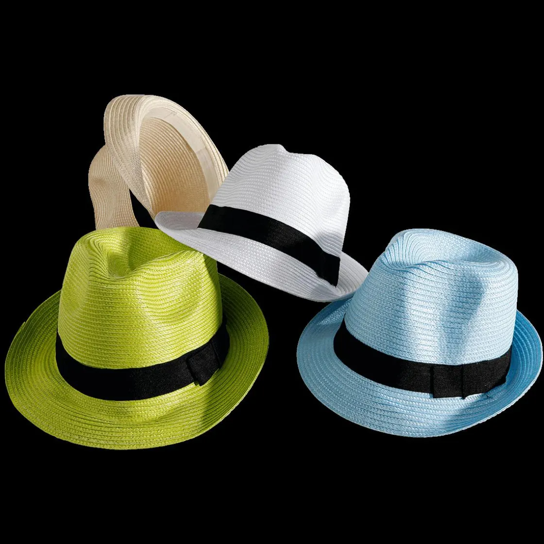 DecoWoerner Decoración De Verano>Sombrero De Paja Claro Con Banda Negra 30 X 25 X 15 Cm (largo X Ancho X Alto)
