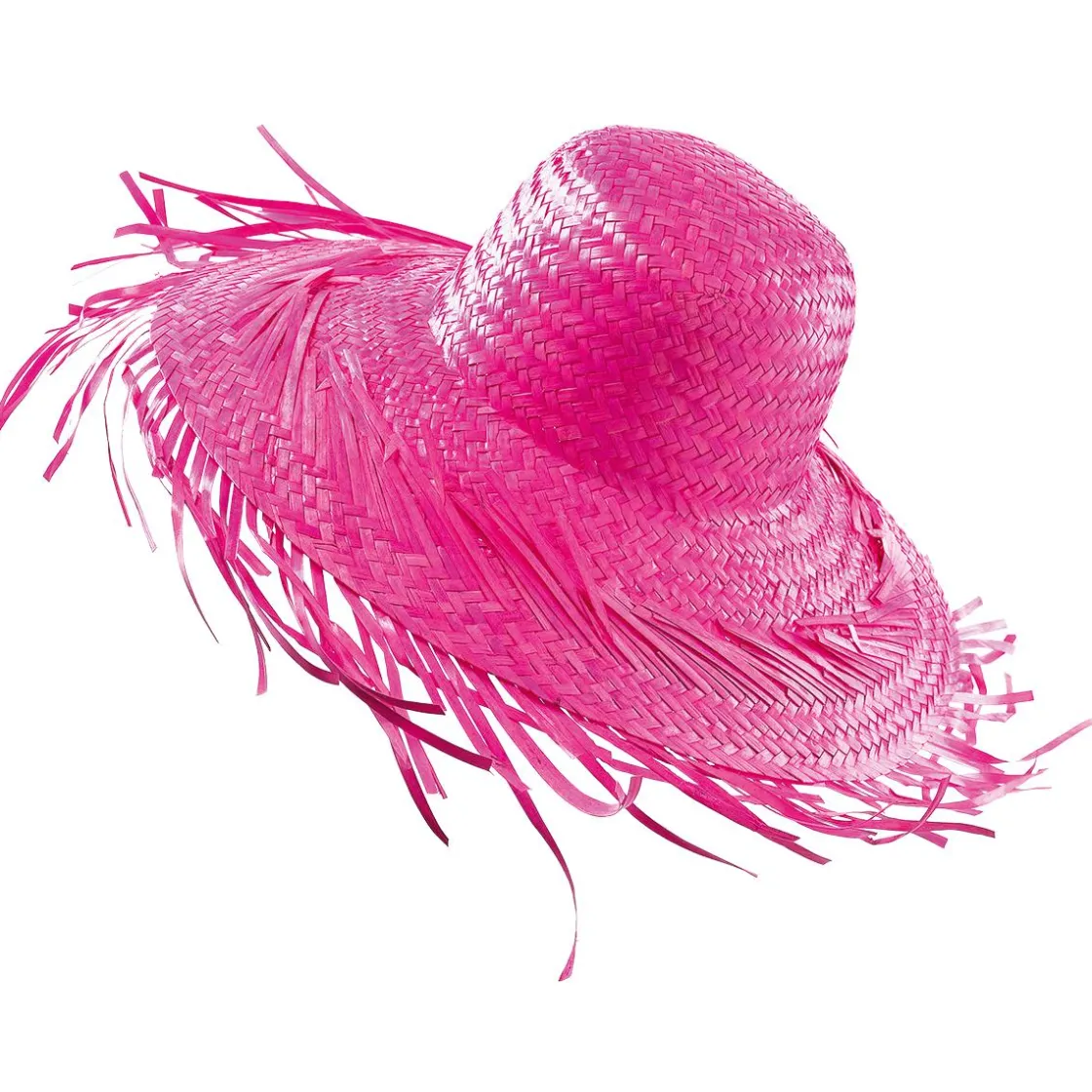 DecoWoerner Decoración De Verano>Sombrero De Paja Decorativo, Color Fucsia