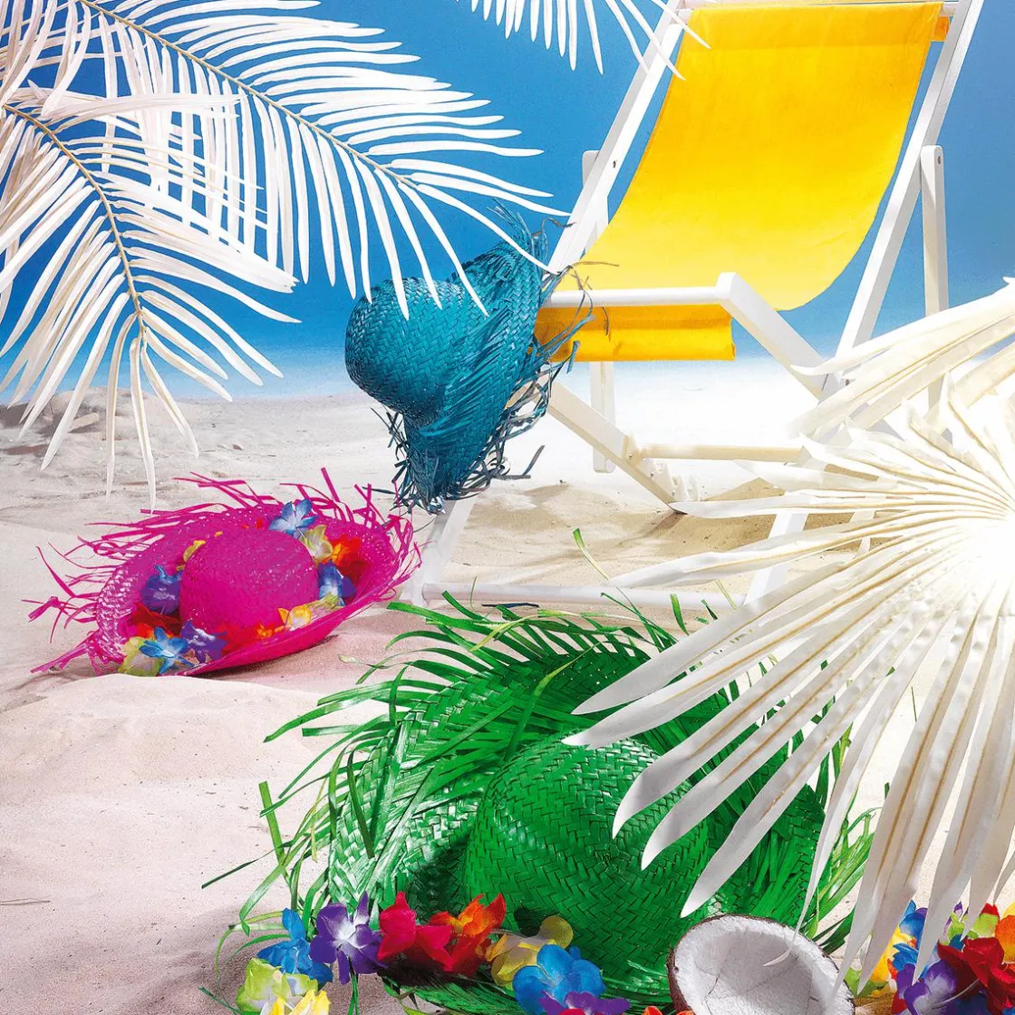 DecoWoerner Decoración De Verano>Sombrero De Paja Decorativo, Color Fucsia