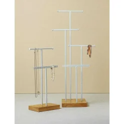 DecoWoerner Expositores Para Tiendas>Soporte De Joyería, Expositor En Forma De T 4 Piezas, Altura 50 Cm