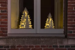 DecoWoerner Figuras De Navidad>Soporte De Madera LED Ciervo Con Abetos