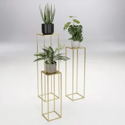 DecoWoerner Expositores Para Tiendas|Macetas Y Artículos De Decoración>Soporte Para Plantas Juego De Mesa Gold 3pcs.