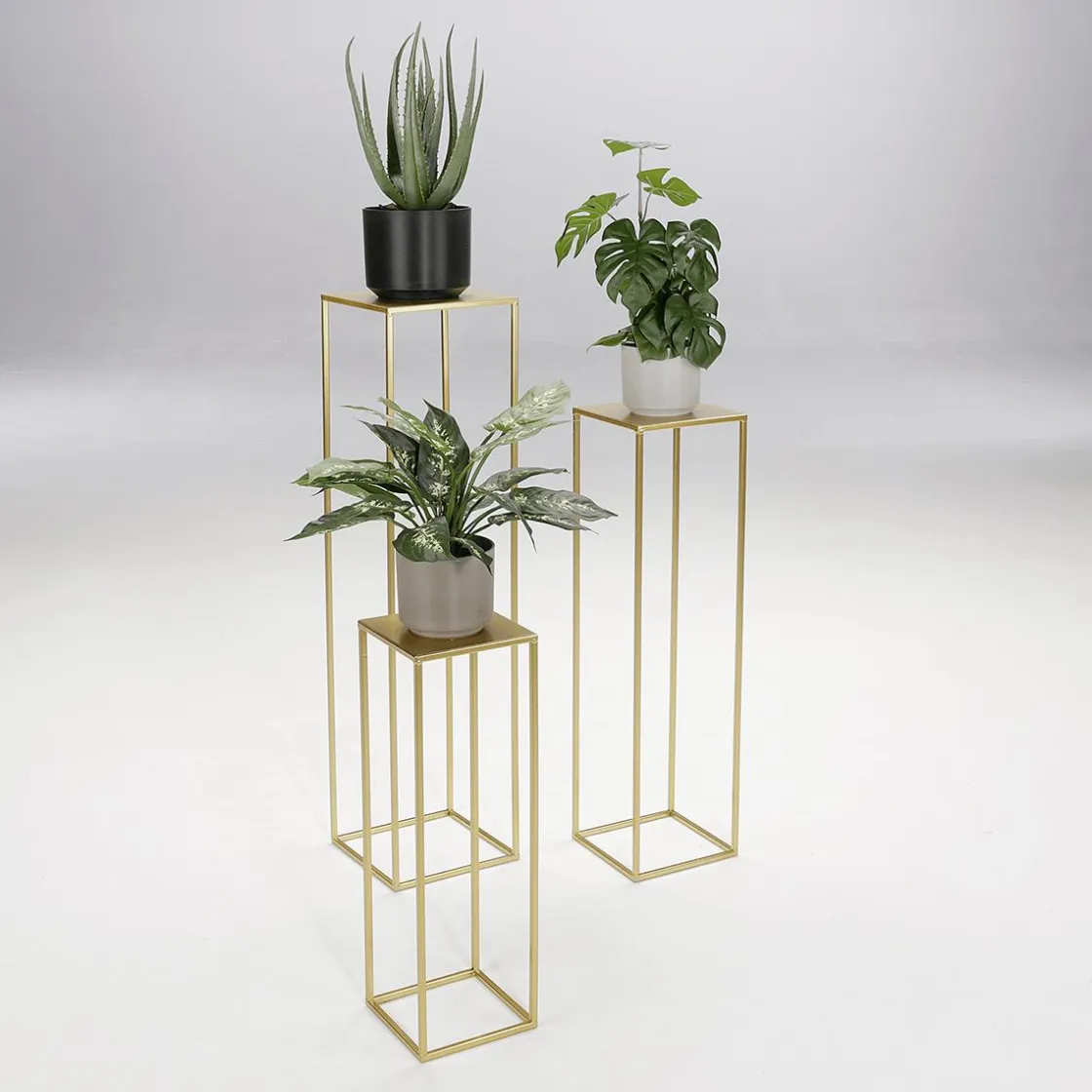 DecoWoerner Expositores Para Tiendas|Macetas Y Artículos De Decoración>Soporte Para Plantas Juego De Mesa Gold 3pcs.