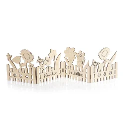 DecoWoerner Decoración Natural|Decoración De Primavera>Soporte Para Valla De Madera Siluetas De Flores De Verano 20 X 81 Cm