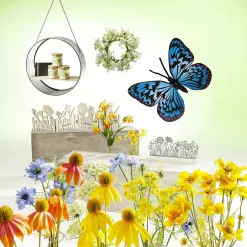 DecoWoerner Decoración Natural|Decoración De Primavera>Soporte Para Valla De Madera Siluetas De Flores De Verano 20 X 81 Cm