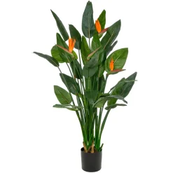 DecoWoerner Plantas Verdes|Plantas De Interior>Strelizia Planta Artificial Con Flores En Maceta 150 Cm